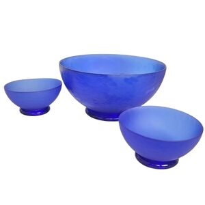 Villeroy & Boch Cobalt Blue Glass Mixing Serving Bowl Vintage Gallo Design Set
